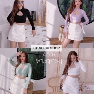 [ẢNH_THẬT_CUỐI] Áo crop body khoét ngực giọt nước gài nút cổ