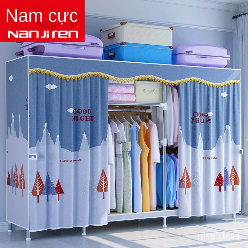 Chương Trình Khuyến Mãi Mới 【Nam Cực】Tủ Vải Đựng Quần Áo Đơn Giản Lắp Ráp Ống Thép Đậm Tăng Cường Tủ Quần Áo Tủ Quần Áo