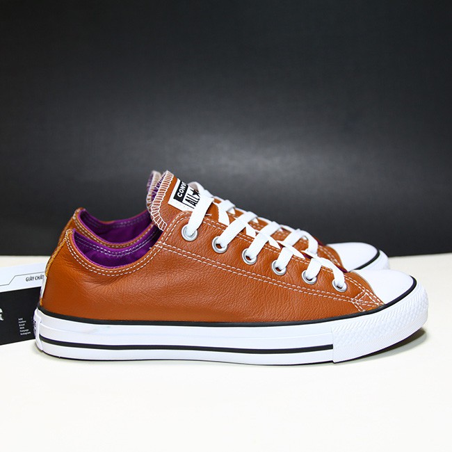 Giày Converse classic thấp cổ da nâu CTDN03