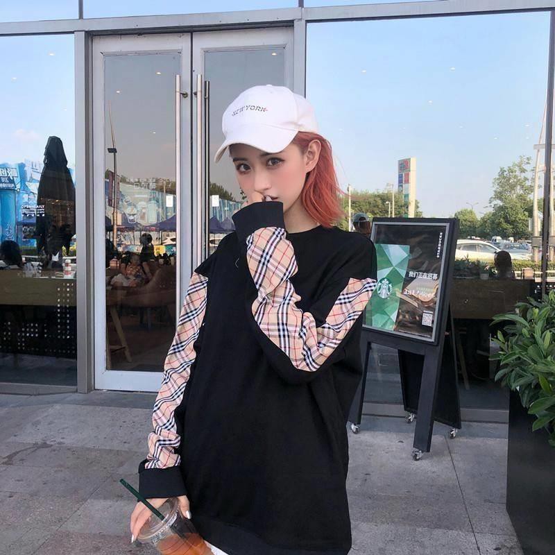 New ladies Korean loose seams with velvet warm sweaters