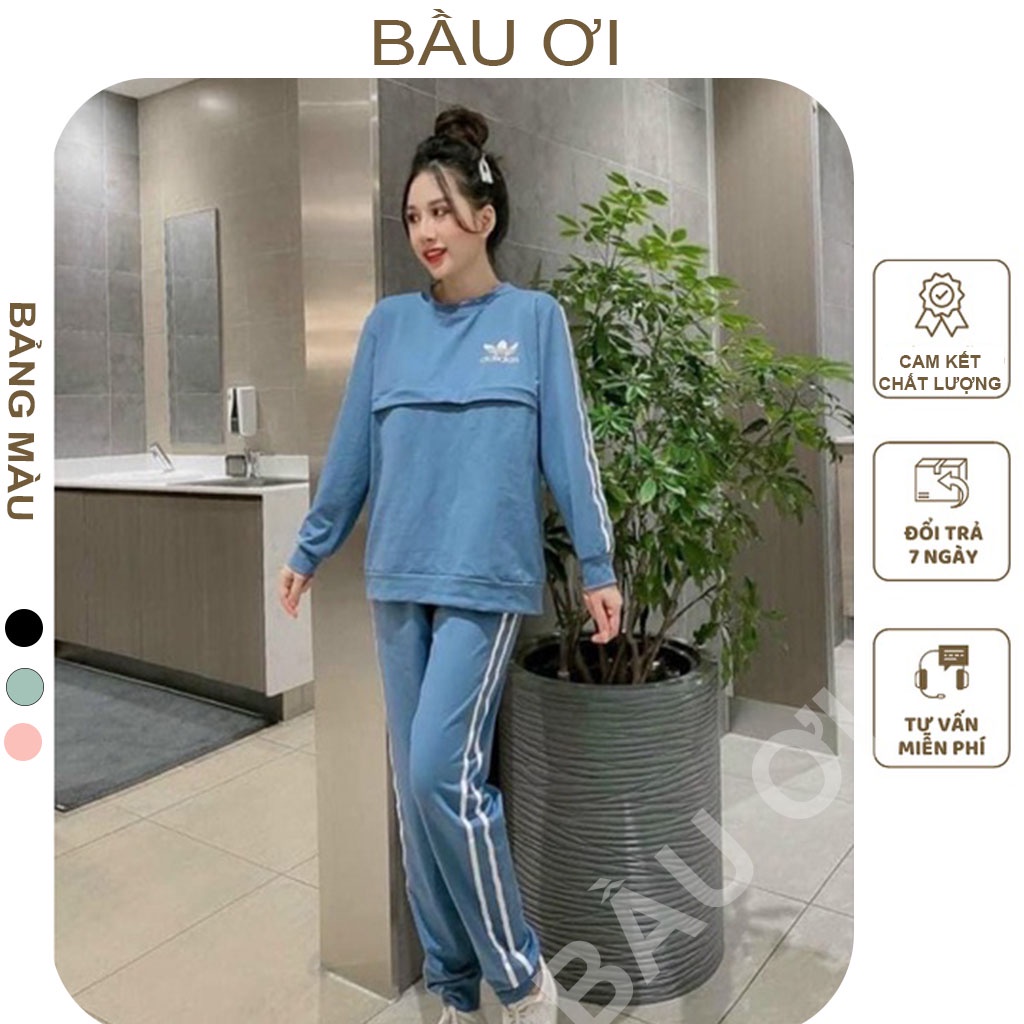 [BAUOII B26] BỘ BẦU THỂ THAO THU ĐÔNG TRƯỚC VÀ SAU SINH CHẤT NỈ DÀY DẶN  - BỘ QUẦN ÁO  BẦU CHỮ DASS CÓ KHÓA CHO CON TI