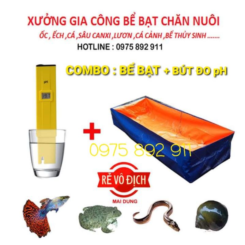 bể bạt nuôi ốc ếch 1x1x0,5 + bút đo pH