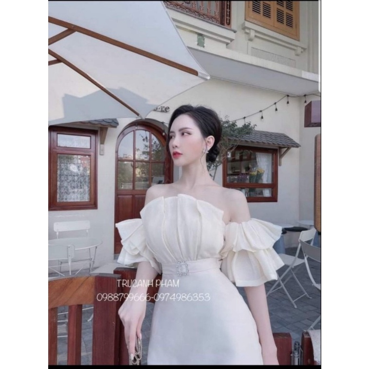 (Mẫu Mới) Mẫu HOT Trend Đầm TAPTA Phối Tơ Rèm Khoen Hở Vai Kiểu Dáng Sang Trọng UP h.h.p