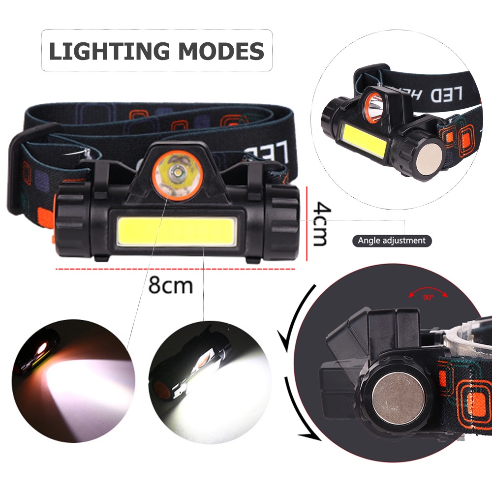 Đèn Pha XPE COB 12,000 lm Chống Thấm Nước Có Thể Sạc Lại Bằng Cổng USB