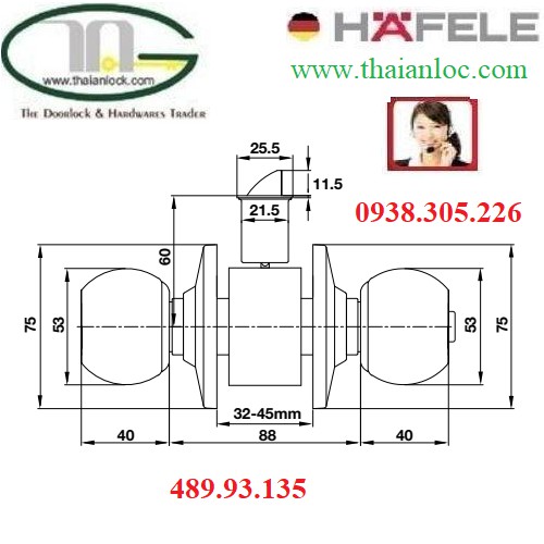 Tay nắm tròn =KL, cửa vệ sinh màu I/489.93.135 | BigBuy360 - bigbuy360.vn