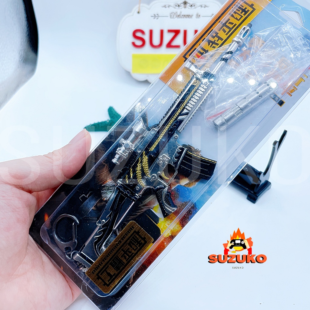 Mô hình kim loại lắp ráp SCAR pubg đồ chơi lắp ghép mini Skin Gold Keel 21cm đồ chơi lắp ghép Tặng kệ đỡ trưng bày