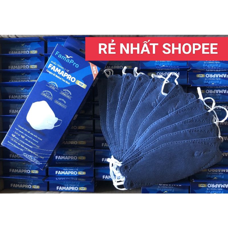 Combo 5 hộp 50 cái Khẩu trang 4D kf94 chính hãng Famapro.