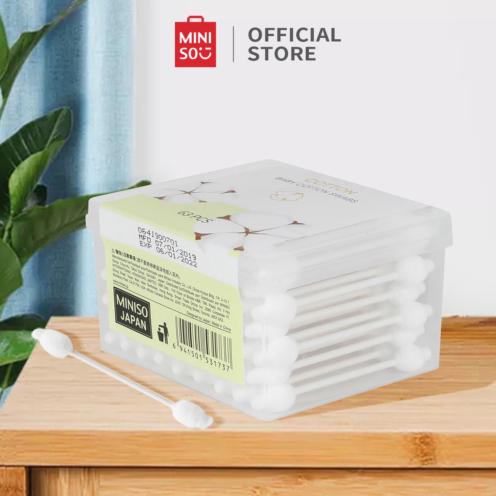 Tăm bông trang điểm loại nhỏ Miniso (63 pcs/hộp)