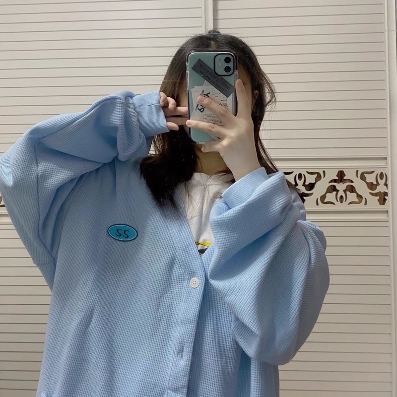 Áo cardigan xanh nhạt basic xinh xắn