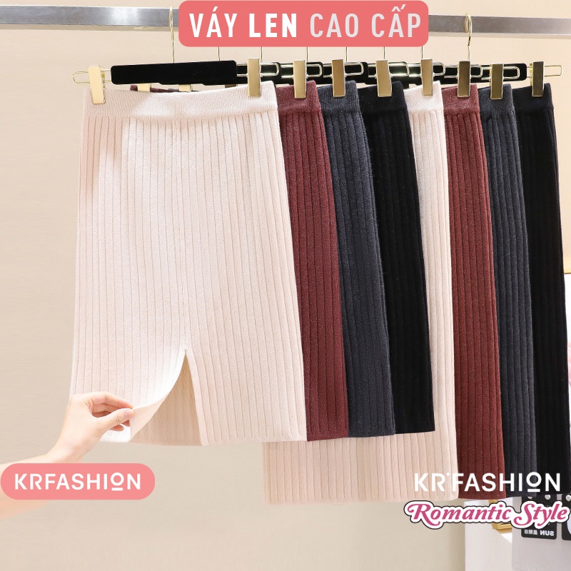 Chân váy len dài cao cấp SK2305 - KRFashion style Hàn Quốc chất len dày mềm mịn dáng dài xẻ tà mùa đông ấm áp