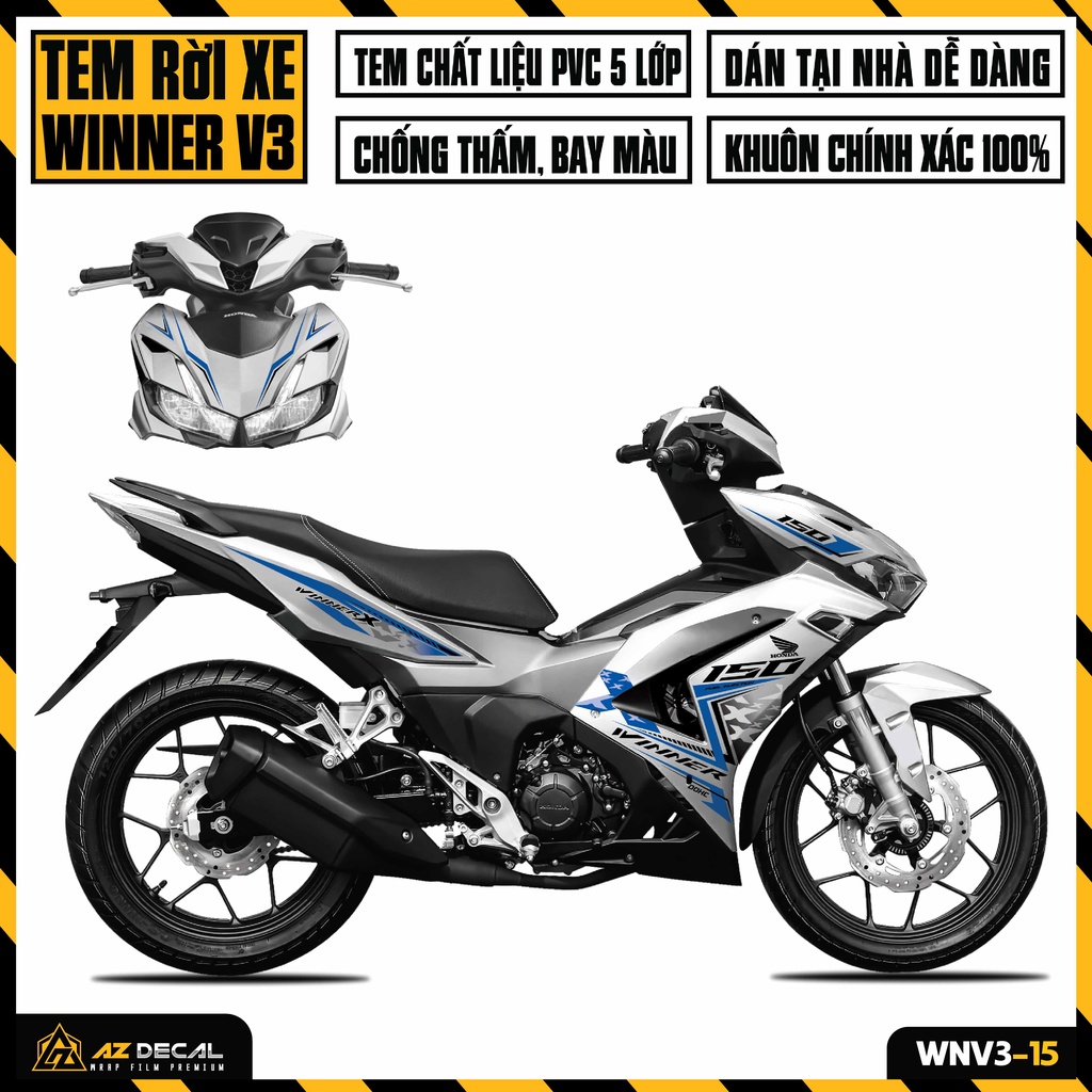 Tem Xe Winner X 2022 - Winner V3 Thiết Kế Phá Cách | WNV3-15 | Decal Chế Cao Cấp, Cắt Khuôn Sẵn Dễ Dán