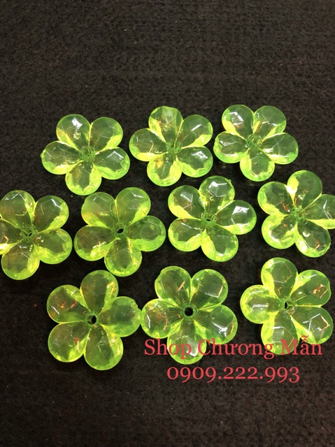 100G Bông Treo 5 Cánh Pha Lê Nhựa 28mm Giá Sỉ