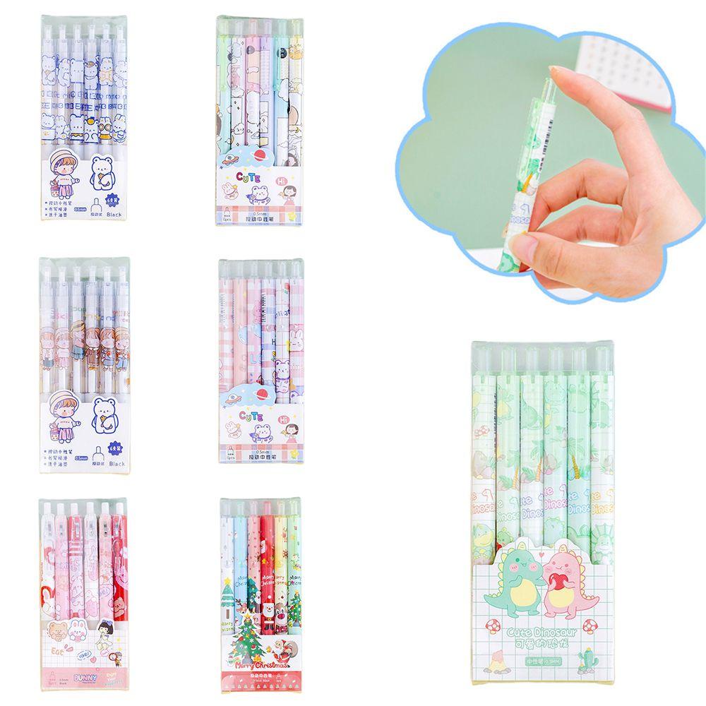 Bộ 6 Bút Mực Gel Màu Đen Nhanh Khô Dành Cho Học Sinh