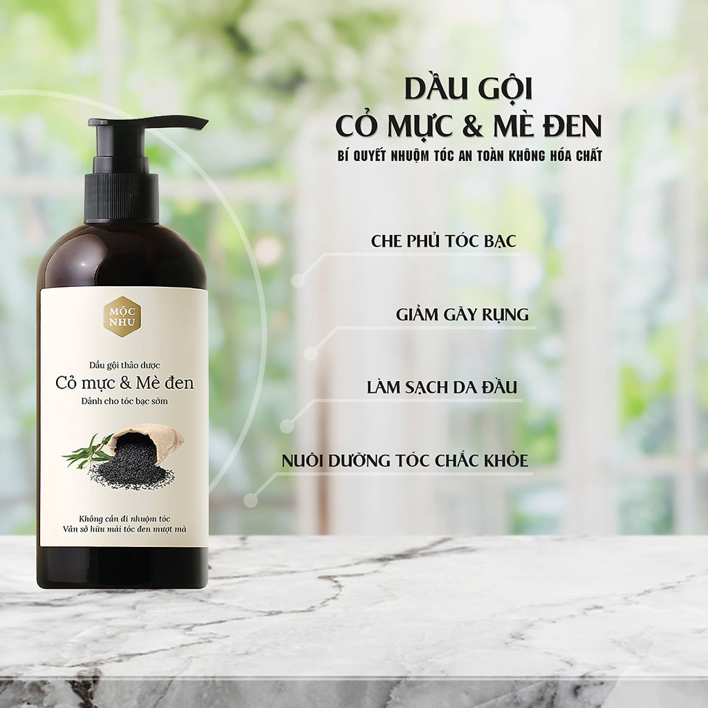 Dầu gội Cỏ Mực Mộc Nhu 300ml & Dầu Xã Dầu Dừa Hương Nhu Mộc Nhu 300ml Phủ đen Tóc Bạc