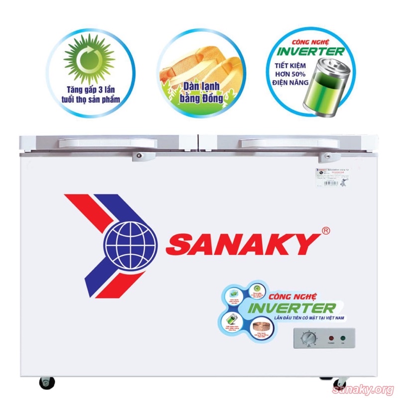 Tủ đông Sanaky inverter VH-4099A4K ,  VH-4099A2KD  1 chế độ 305 lít