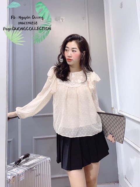 Áo sơ mi bèo thêu hoa mã 528