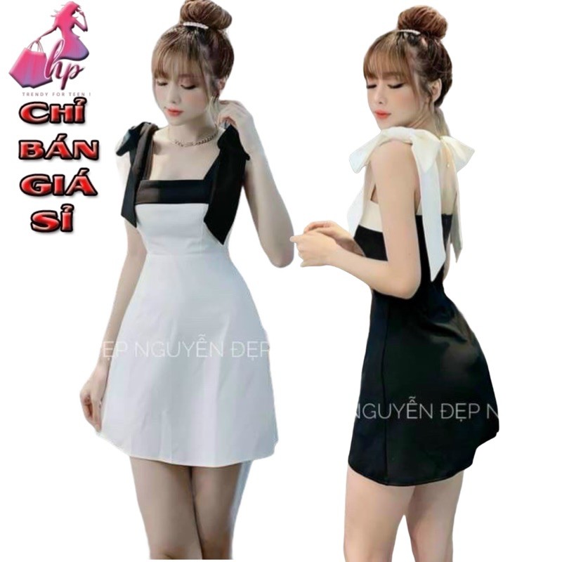 Váy đầm ôm body hai dây cột nơ voan lụa mịn đẹp có mút ngực dây kéo lưng mẫu mới thời trang 2021 bán giá sỉ | BigBuy360 - bigbuy360.vn