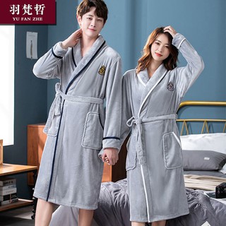 ♚Áo Choàng Ngủ Dáng Dài Chất Nỉ Dày Dặn Thời Trang Thu Đông Dành Cho Cặp Đôi Plus