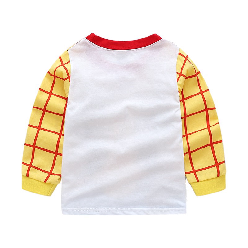 Bộ Đồ Ngủ Pijama Phong Cách Cao Bồi Bằng Cotton In Họa Tiết Hoạt Hình Cho Bé Trai