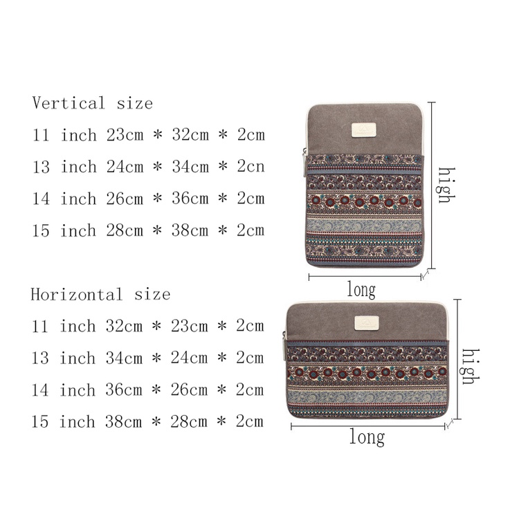 Túi Đựng Laptop Vải Canvas Thời Trang Cho book Air Pro Retina 11 13 14 15 Lenovo Asus HP