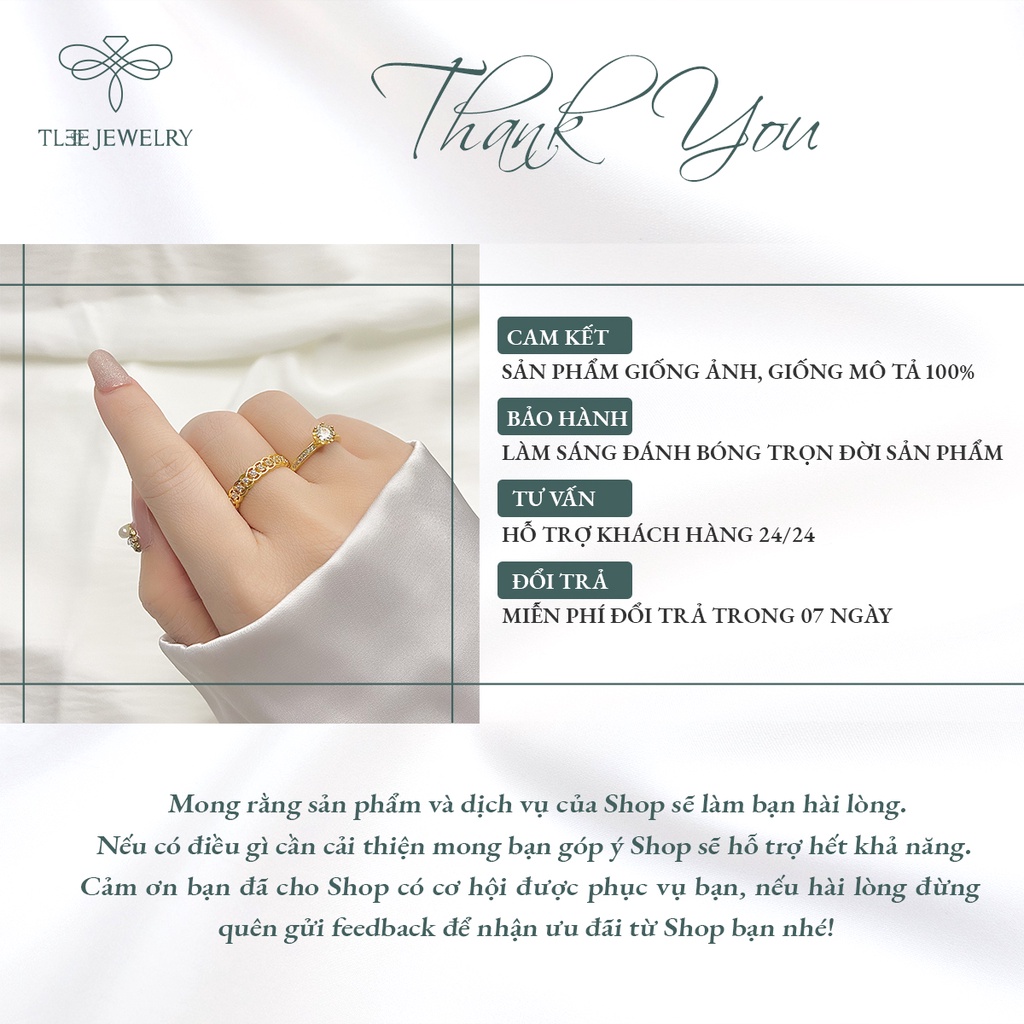 Nhẫn bạc nữ TLEE Jasmine Prince mạ vàng 14k nạm đá cao cấp NCJ A0107