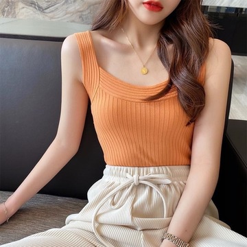 Áo Dệt Kim Hai Dây Ôm Dáng Màu Trắng Thời Trang Mùa Hè Cho Nữ