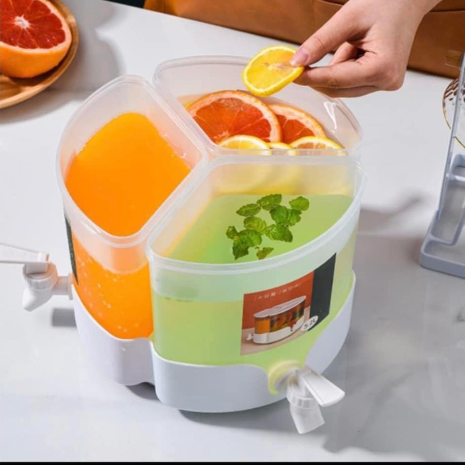BÌNH NƯỚC 3 NGĂN CÓ VÒI, XOAY 360 ĐỘ, ĐỰNG NƯỚC HOA QUẢ, DETOX TIỆN DỤNG