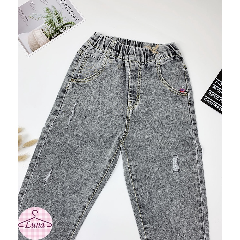 Quần bò jean baggy bé gái mềm, co giãn size 26 -50kg M2211