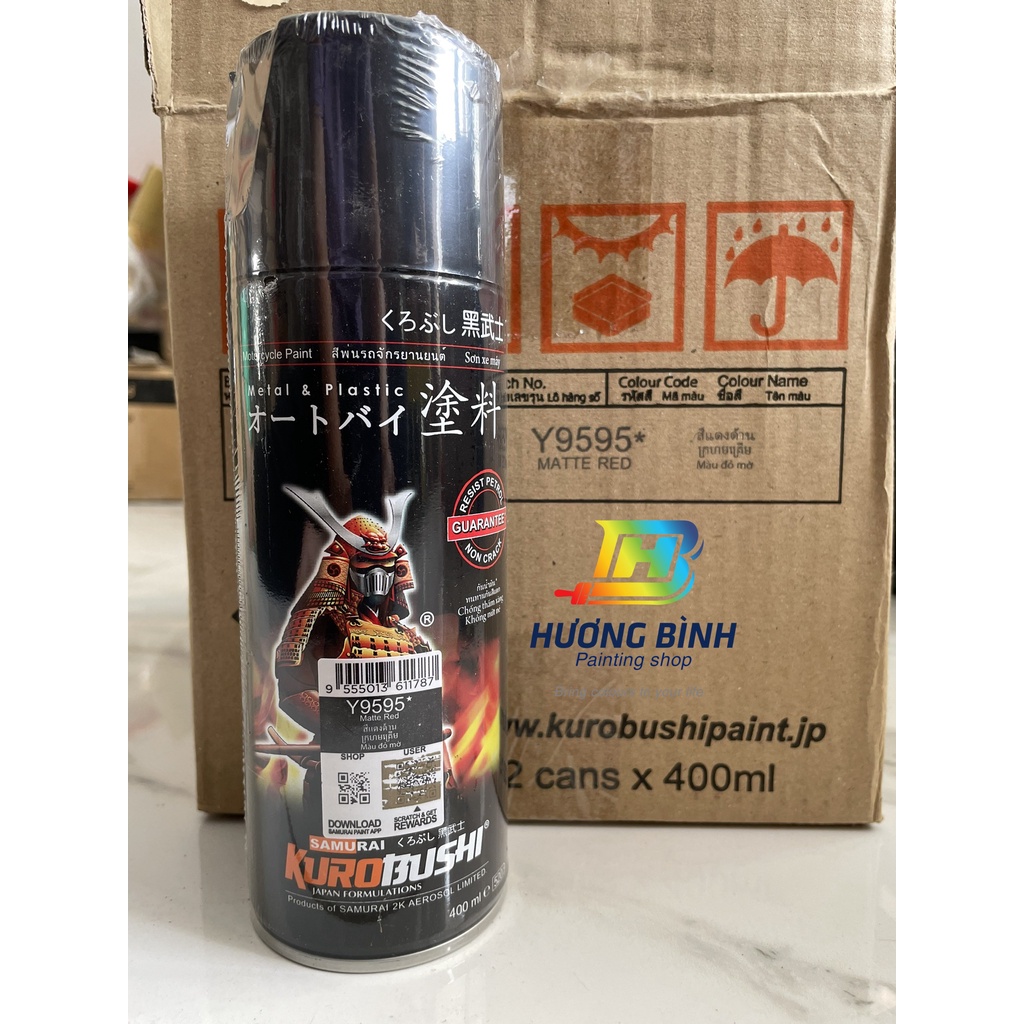 Sơn xịt SAMURAI Y9595 - màu Đỏ Mờ (cần được sơn trên nền màu Bạc) (400ml)