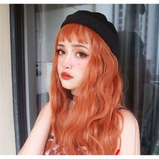 Bộ Tóc Giả Dài Xoăn Màu Cam Thời Trang Cho Nữ