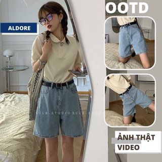 Quần jean lửng ống rộng quần bò ngố lửng màu xanh phong cách Ullzzang MSHA