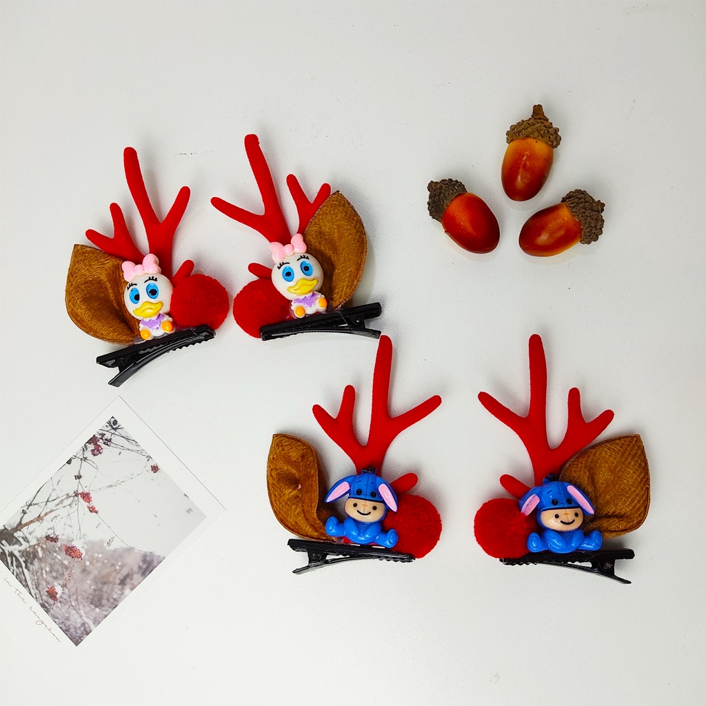 Băng đô cài tóc BƠ STORE bờm noel hình sừng tuần lộc nhiều mẫu dễ thương