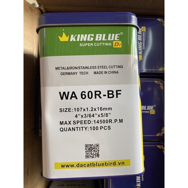 Đá Cắt Sắt, Inox 1 tấc KingBlue D1-107x1.2x16mm