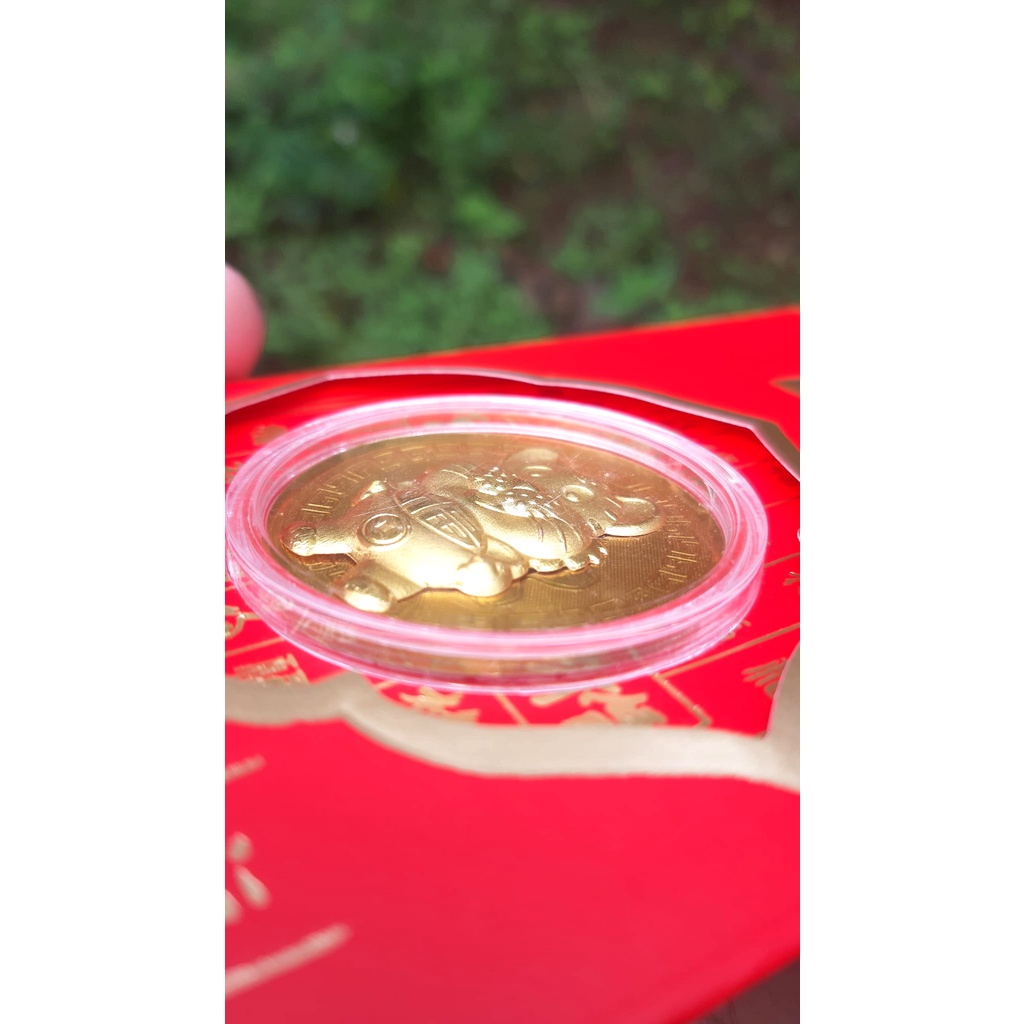 Phong bì đỏ may mắn kèm hộp xu giấy mạ vàng hình hổ năm Nhâm Dần - Baystore