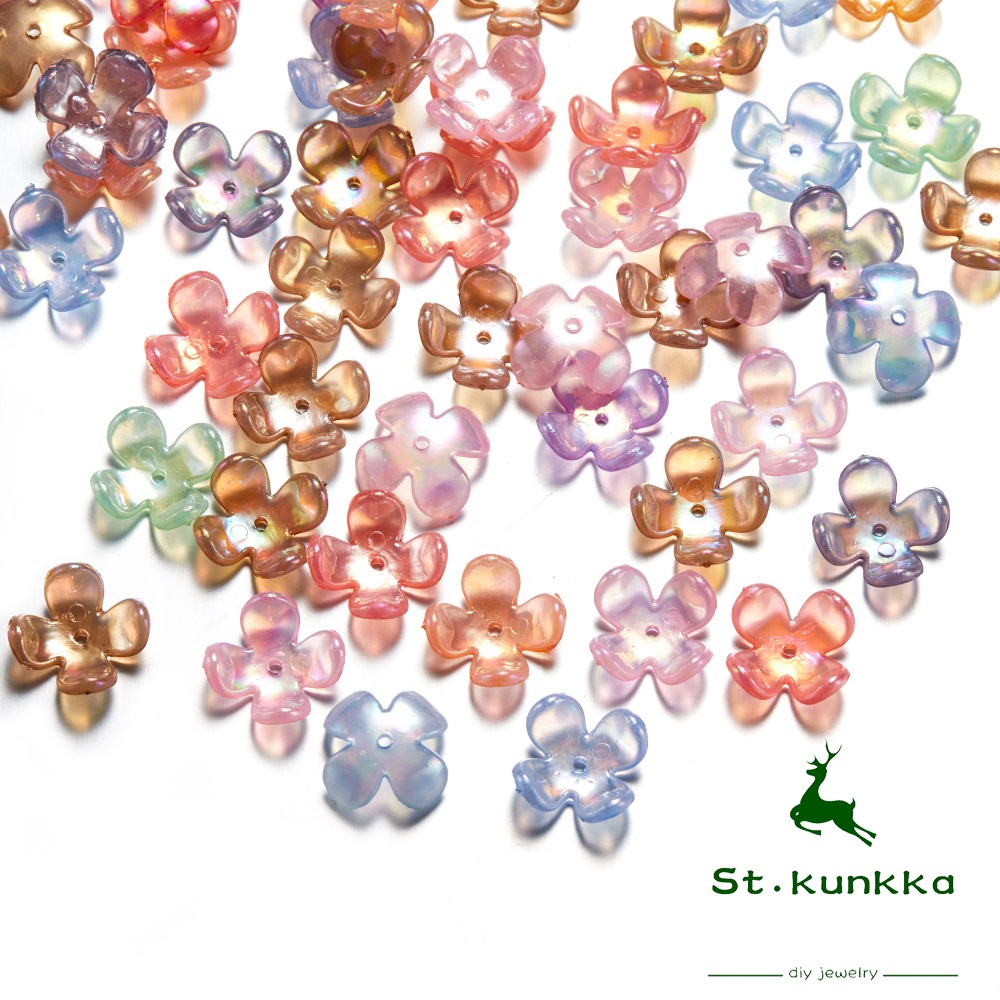 Set 50/ 100 hạt xỏ trang sức ST.KUNKKA hình bông hoa bằng nhựa ABS DIY tiện lợi
