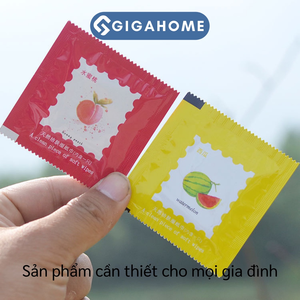 Set 10 Chiếc Khăn Giấy Ướt Gói Vuông GIGAHOME Kiểu BCS Mini Dễ Dàng Đem Theo 9411