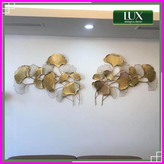 Tranh sắt treo tường nghệ thuật, tranh decor trang trí đôi lá gingko đứng mã 1042
