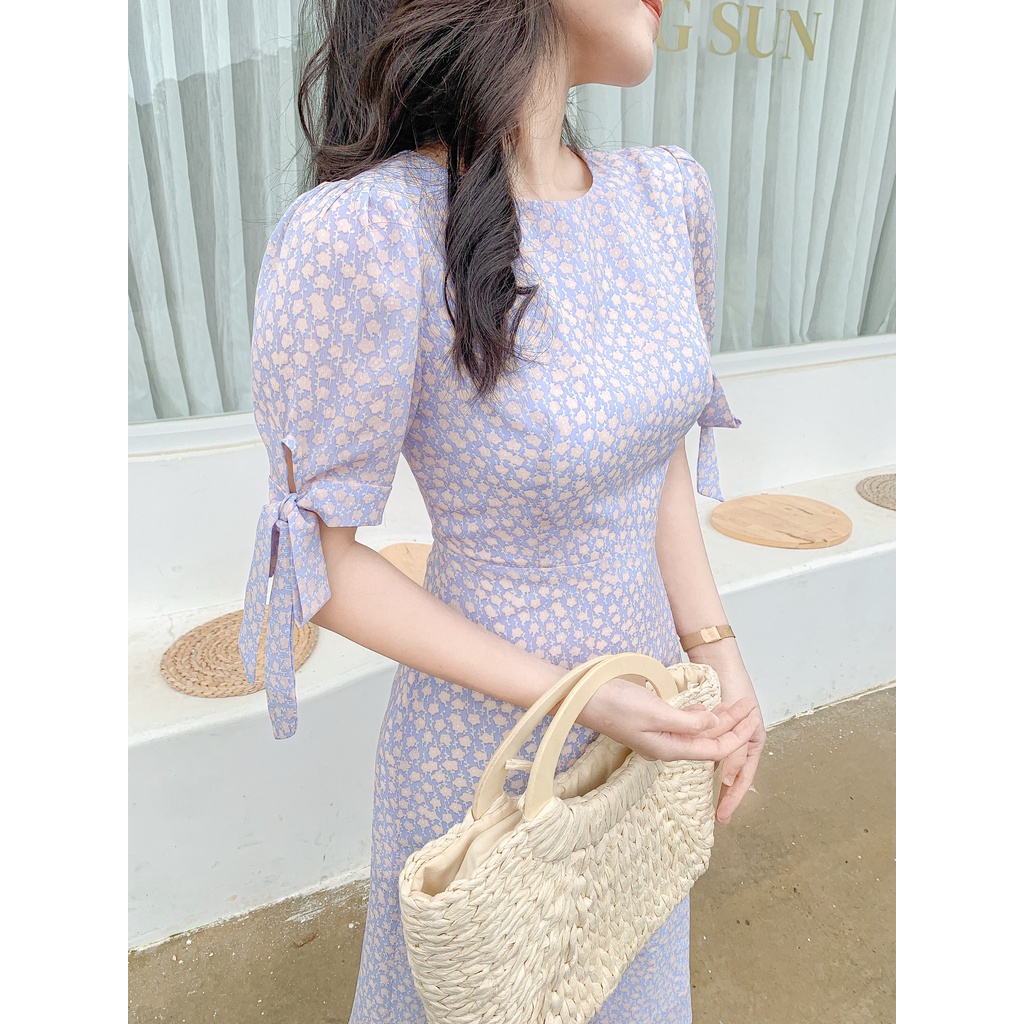 Đầm Salem - Đầm midi dài cổ tròn tay nơ | BigBuy360 - bigbuy360.vn