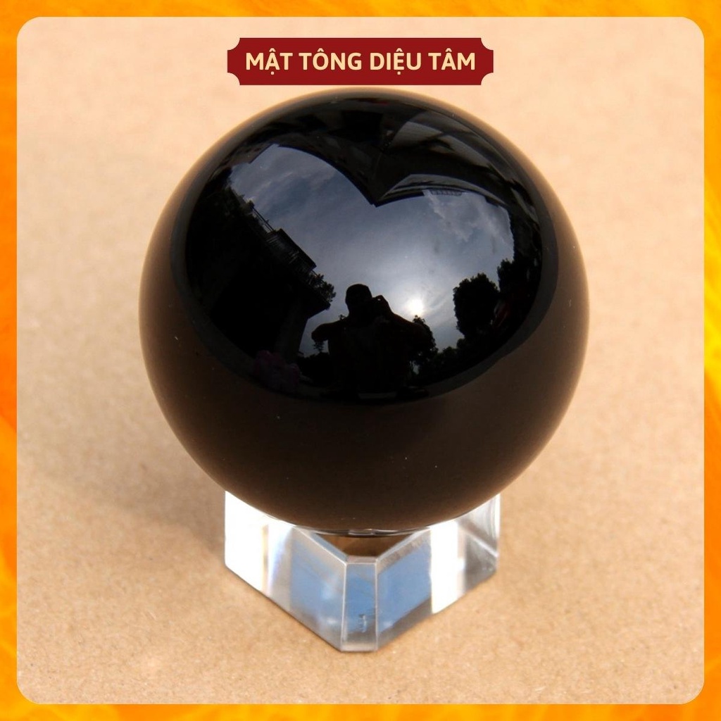Quả Cầu Phong Thủy Thủy Tinh màu đen nhiều size
