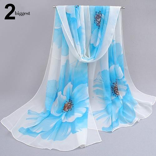 ☆Túi Xách Cỡ Lớn Thiết Kế Giản Dị Thời Trang☆Khăn Choàng Nữ, In Hoa, Vải Chiffon, Dài, Mềm Mại,