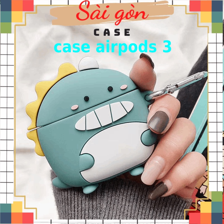 Case airpods 3 Vỏ Bọc  Hình Thú Đựng Hộp Sạc Tai Nghe Bằng Silicon Dẻo Đẹp KHỦNG LONG TÓC VÀNG A3