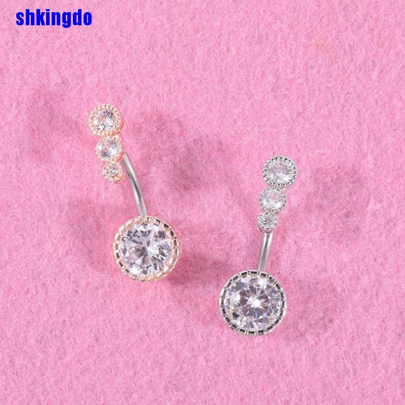 Khuyên rốn dạng thanh tạ đính pha lê