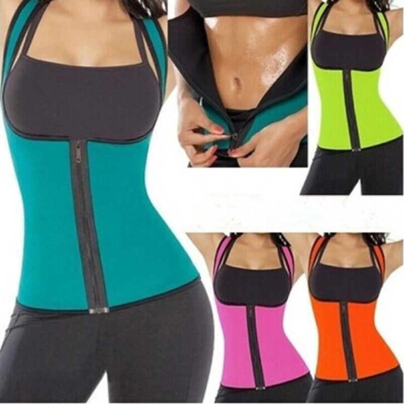 HGL♪Zipper Women Sweat Enhancing Waist Training Corset Waist Trainer Sauna Suit Hot Shaper Sport Vest | BigBuy360 - bigbuy360.vn