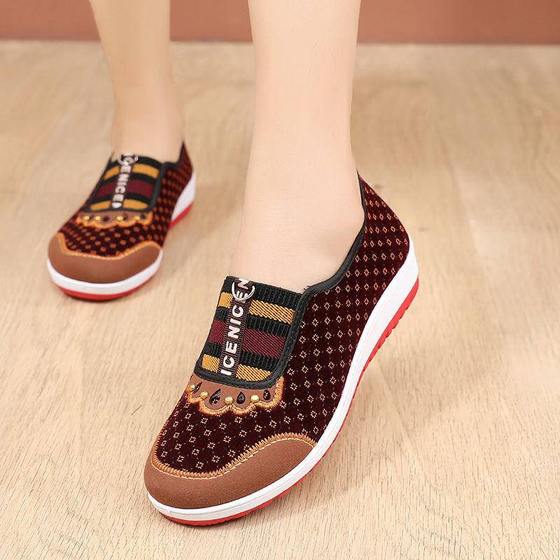 Giày Lười Vải Đế Mềm Chống Trượt Thời Trang Cho Phụ Nữ Trung Niên
