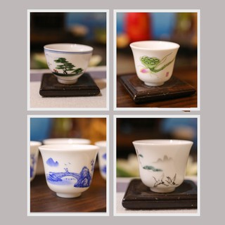Chén trà sứ Cảnh Đức với nhiều hoạ tiết, dùng uống trà xanh, trà có hương thơm.