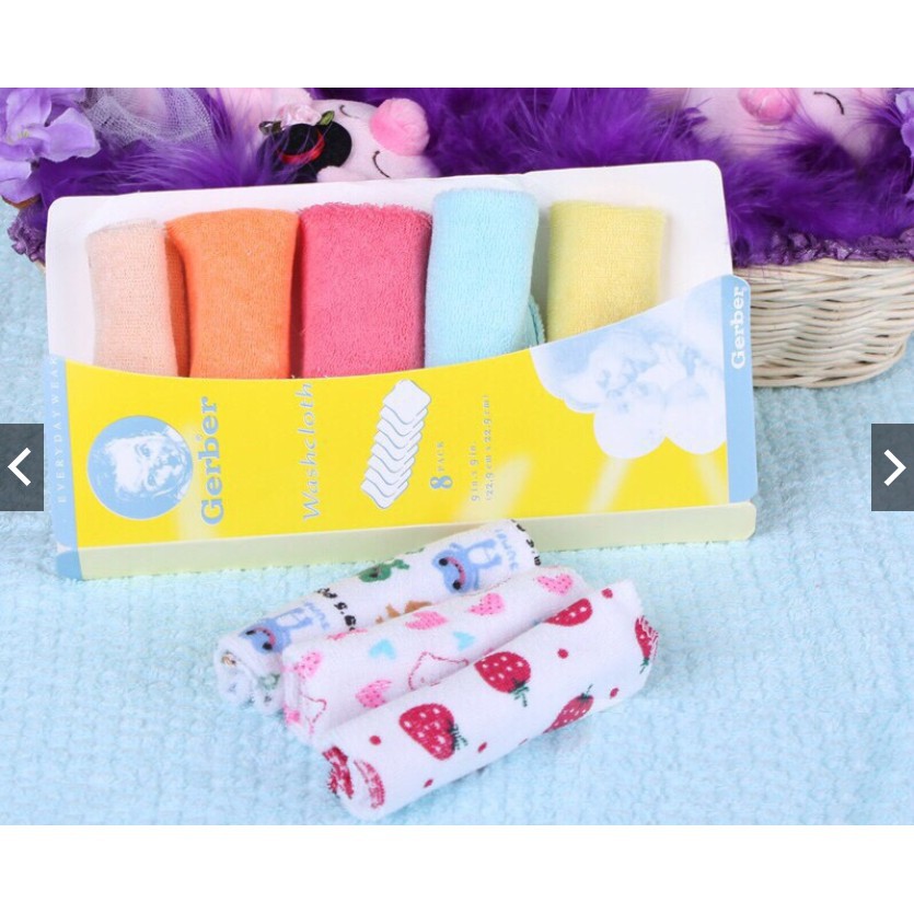 [ Gía siêu rẻ ] Sét 8 khăn mặt cho bé - ALS