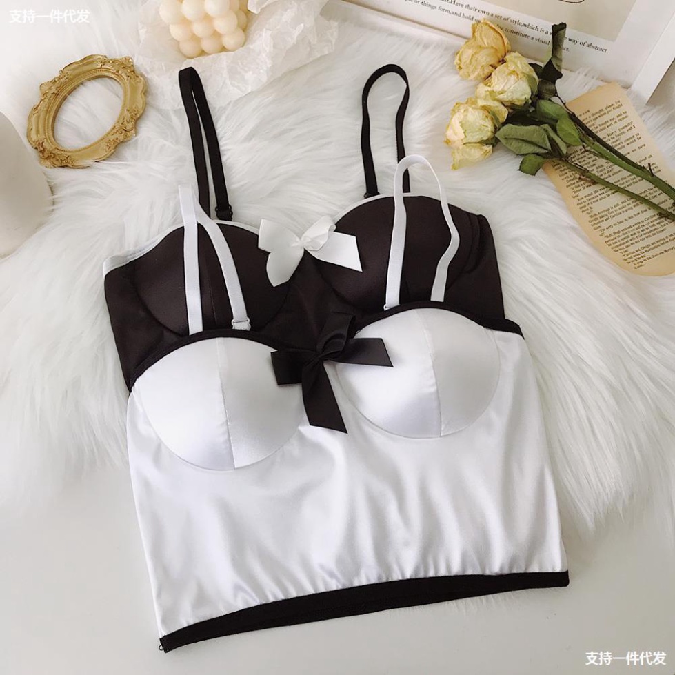 Áo Bra Nữ 2 Dây, Áo Lót Nữ Satin Thắt Nơ Trước Ngực Có Đệm Mút Nâng Ngực. 139