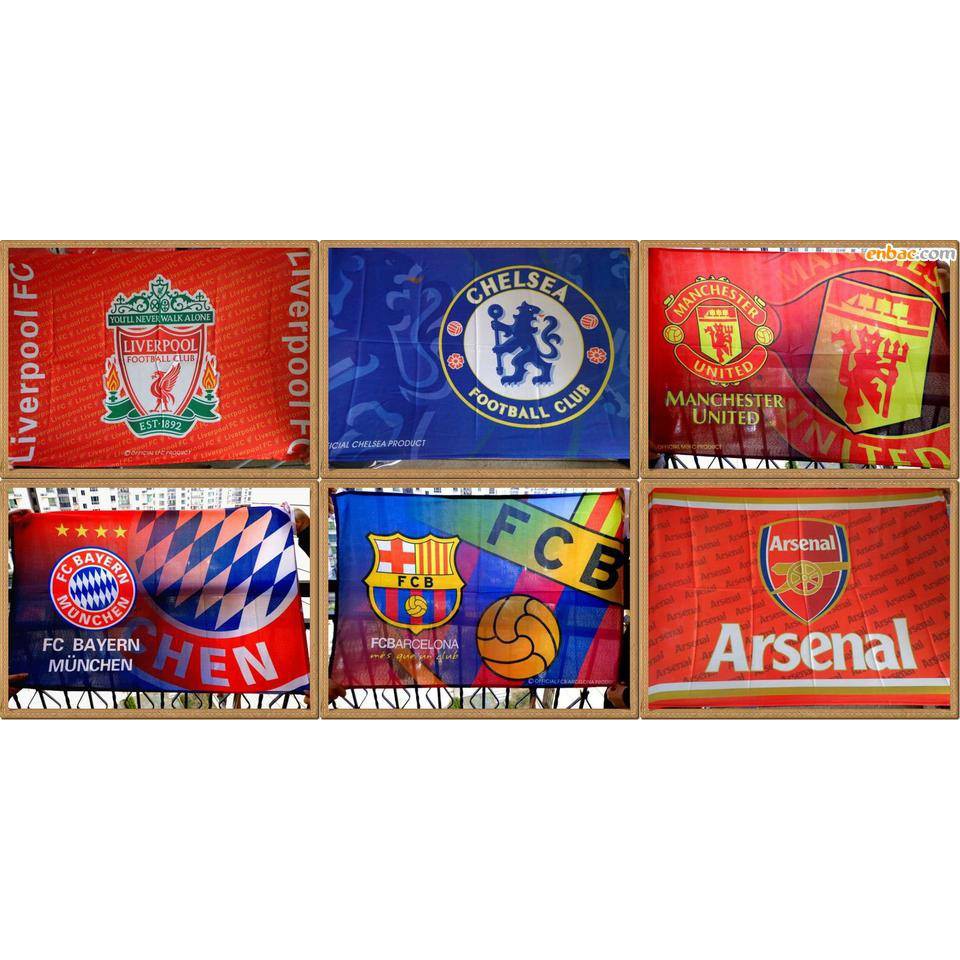 Cờ treo tường CLB bóng đá Arsenal, cốc Manchester United, cốc CHelsea, Liverpool, Real Madrid, Barcelona