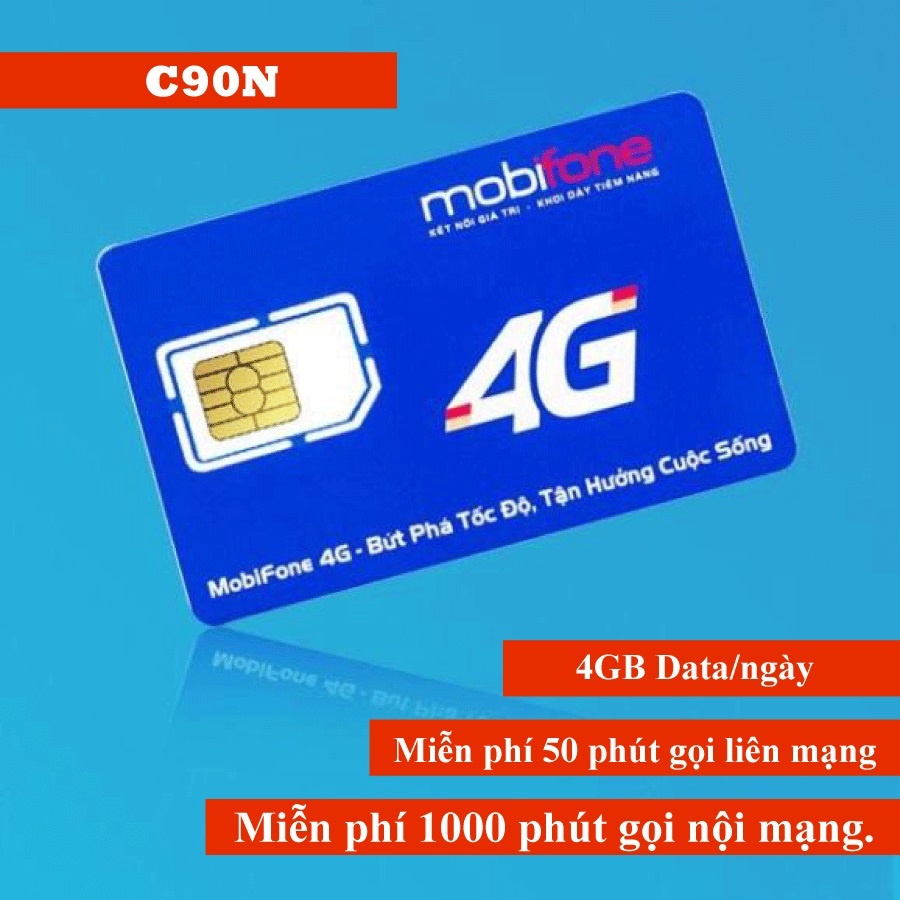 Sim 4G C90N mobifone lướt mạng thả ga miễn phí tháng đầu