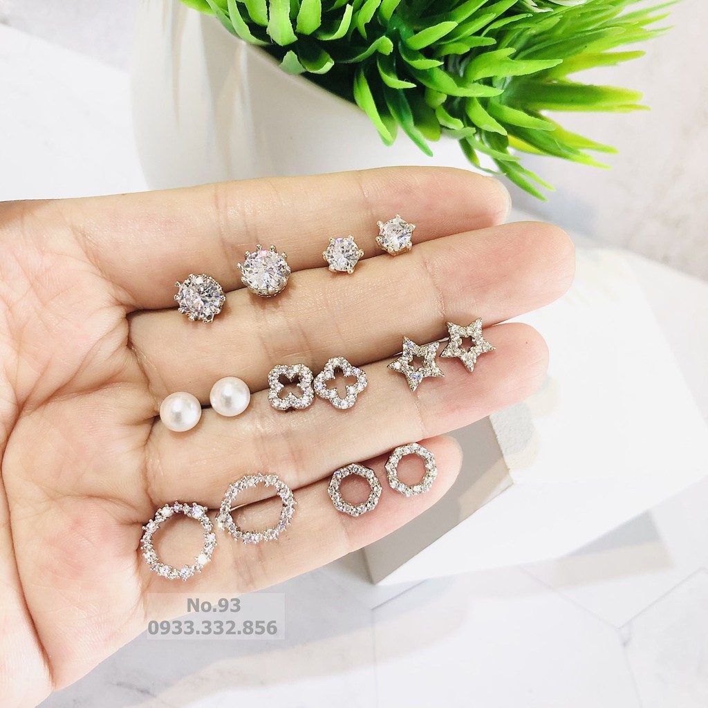 (NHIỀU MẪU) BÔNG TAI BẠC NỤ ĐÁ BẠC NHỎ XINH TRANG SỨC NO.93 JEWELRY